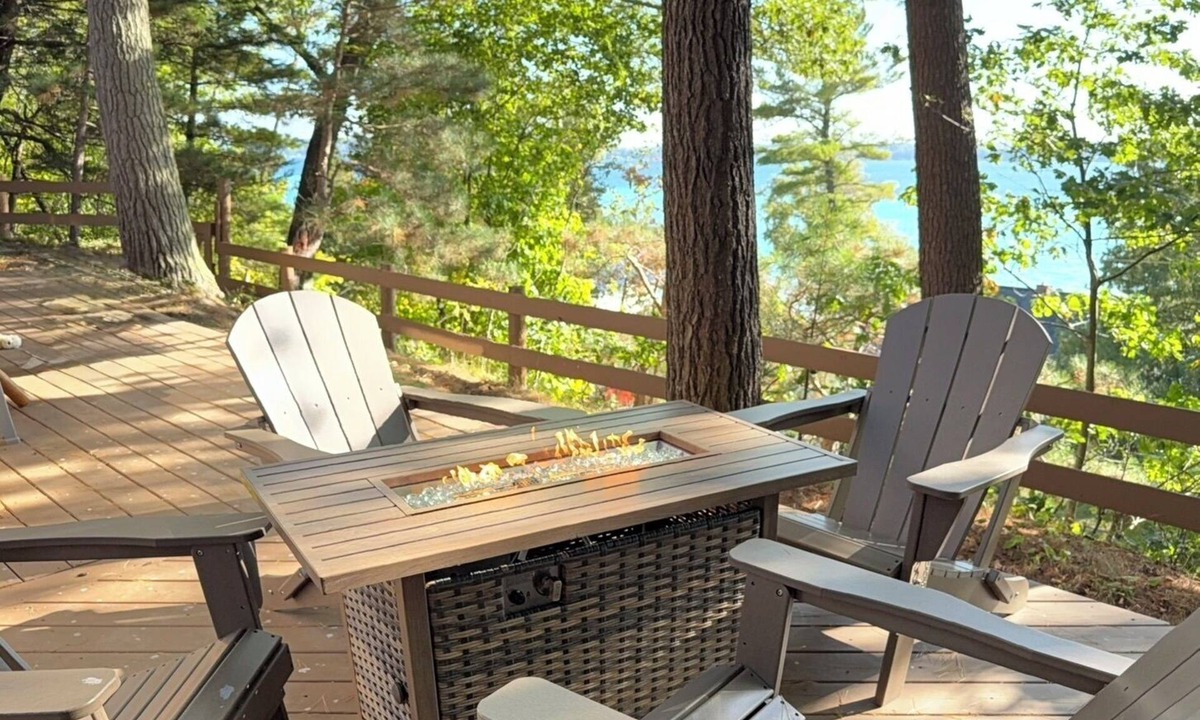 Lake Township House | Crystal View Hideaway - Very Romantic with Spectacular View of Crystal Lake from Large Deck with Fire Table!
