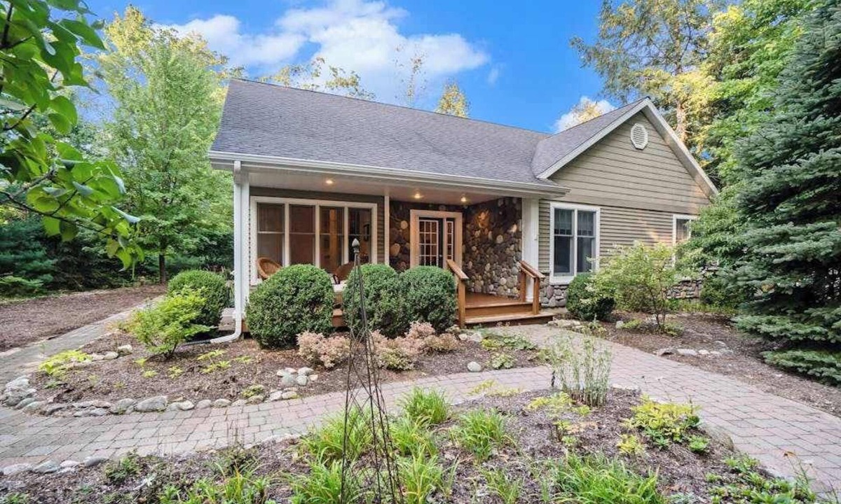 Glen Arbor House | Dog-friendly home with gorgeous garden & decks - stroll to town/the lake