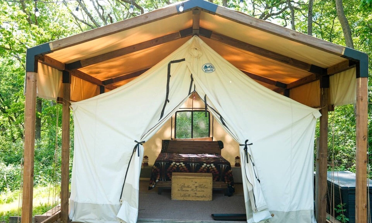 East Troy RV Rental | Three Quaint Glamping Tents Surrounded by Nature for a Wonderful Group Getway in Troy, Wisconsin