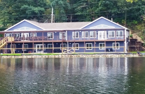 Cassopolis House | Accessible Blue Spruce Lodge: 340 ft of Lake Frontage, 80-ft wide Sandy Beach!