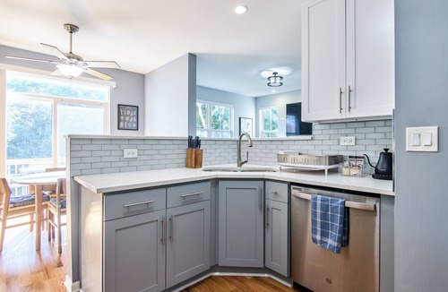 Bartlett Condo | Bright family home near I-90 with office, bar, EV charger, sleeps 6, no pets