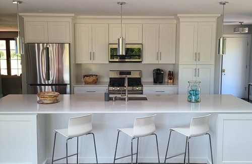 Stevensville House | Contemporary home, 4 wooded acres, 200' lakefront; Dock; Backyard; Lake lounge
