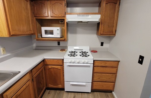 Mancelona RV Rental | Cozy little cabin in a campground backed up to the peaceful woods.