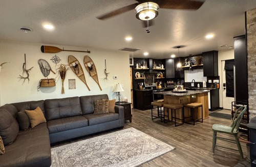 Crivitz Cabin | Luxury creekside cabin near High Falls with views, fire pit & trails nearby
