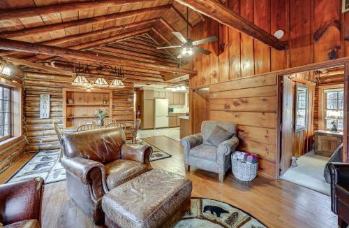 Mason County House | Michigan Log Cabin w/Pere Marquette River Views