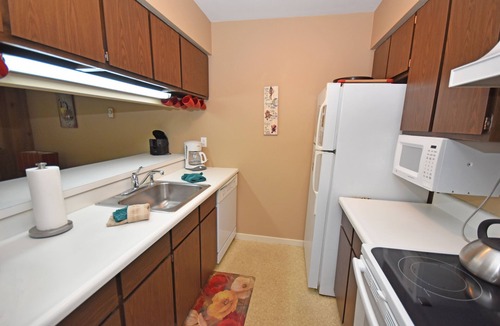 Glen Arbor Condo | Riverfront condo with water views, deck, fireplace, W/D, and community firepit