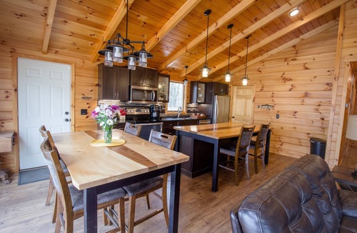 Evart Cabin | Riverfront | Hot Tub, Fireplace, Kayaks & Tubes