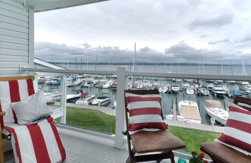 Charlevoix Condo | Stunning View BoatHouse Lake Charlevoix: Pool/Town