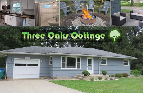 Three Oaks House | Three Oaks Cottage with private fire pit, outdoor seating, & grill!