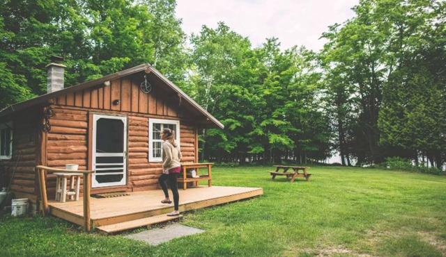 Cabin on lake with sauna - pets ok. Kayaks and boat provided.