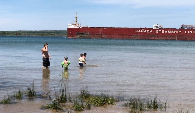 Freighters in front yard! Private Sandy Beach - Large Deck - Best View on River