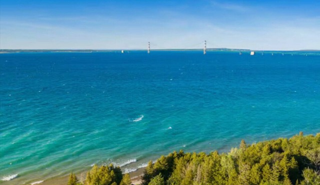 Golden Hour on the Straits - Mackinac Bridge View