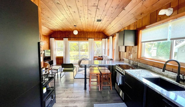 Modern Cabin Higgins Lake; walk to Hiking, XC Ski, River, Town, near golf + ORV