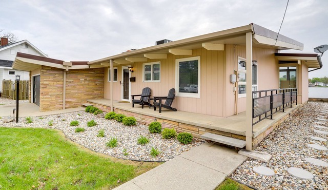 Riverfront Elkhart Rental: Deck & Ping Pong Table!