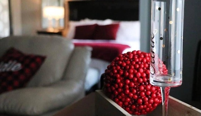 Romantic king suite located 15 minutes from U of I