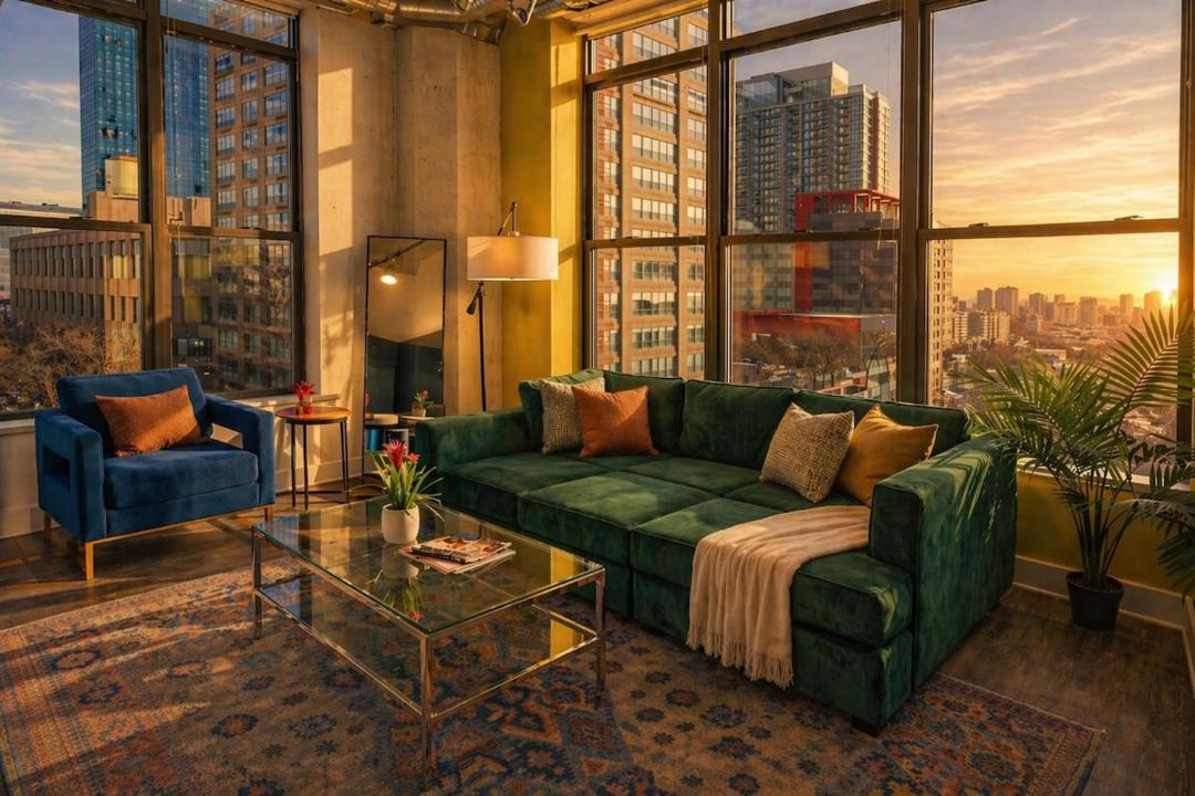 Near South Side Apartment | Bright 2BR Luxury Corner Suite with Optional Parking Sleeps 6 guests Near McCormick Place and Soldier Field